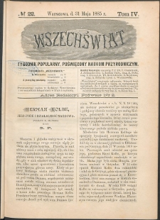Wszechświat : Tygodnik popularny, poświęcony naukom przyrodniczym, 1885, T. 4, nr 22