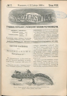 Wszechświat : Tygodnik popularny, poświęcony naukom przyrodniczym, 1888, T. 7, nr 7