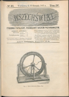 Wszechświat : Tygodnik popularny, poświęcony naukom przyrodniczym, 1885, T. 4, nr 33