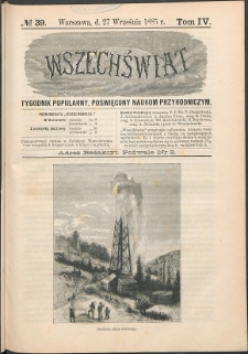 Wszechświat : Tygodnik popularny, poświęcony naukom przyrodniczym, 1885, T. 4, nr 39