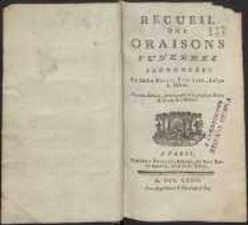 Recueil des oraisons funèbres. Nouv. éd.