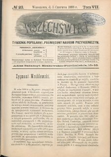 Wszechświat : Tygodnik popularny, poświęcony naukom przyrodniczym, 1888, T. 7, nr 23