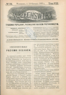 Wszechświat : Tygodnik popularny, poświęcony naukom przyrodniczym, 1888, T. 7, nr 34