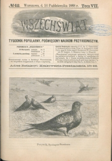 Wszechświat : Tygodnik popularny, poświęcony naukom przyrodniczym, 1888, T. 7, nr 42