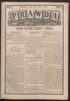 Prawda : tygodnik polityczny, społeczny i literacki, 1881, R. 1, nr 12