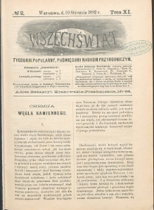 Wszechświat : Tygodnik popularny, poświęcony naukom przyrodniczym, 1892, T. 11, nr 2