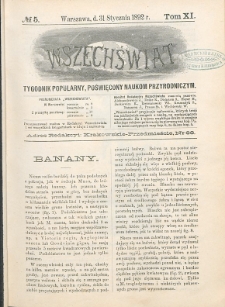 Wszechświat : Tygodnik popularny, poświęcony naukom przyrodniczym, 1892, T. 11, nr 5
