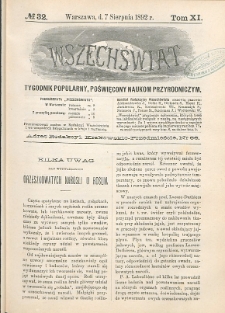 Wszechświat : Tygodnik popularny, poświęcony naukom przyrodniczym, 1892, T. 11, nr 32