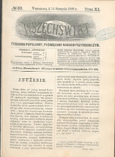 Wszechświat : Tygodnik popularny, poświęcony naukom przyrodniczym, 1892, T. 11, nr 33