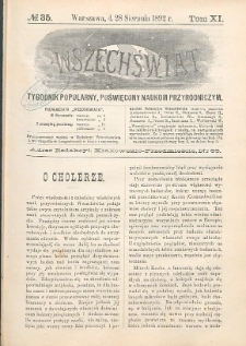 Wszechświat : Tygodnik popularny, poświęcony naukom przyrodniczym, 1892, T. 11, nr 35