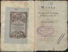 Worte an einen edlen J&uuml;ngling der die Akademie beziehen wollte