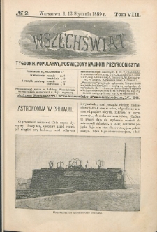 Wszechświat : Tygodnik popularny, poświęcony naukom przyrodniczym, 1889, T. 8, nr 2