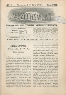 Wszechświat : Tygodnik popularny, poświęcony naukom przyrodniczym, 1889, T. 8, nr 11