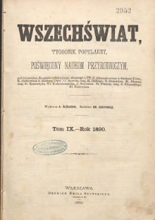 Wszechświat : Tygodnik popularny, poświęcony naukom przyrodniczym, 1890, T. 9, spis artykułów porządkiem abecadłowym nazwisk autorów