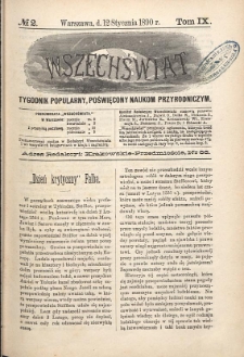 Wszechświat : Tygodnik popularny, poświęcony naukom przyrodniczym, 1890, T. 9, nr 1