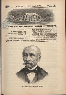 Wszechświat : Tygodnik popularny, poświęcony naukom przyrodniczym, 1890, T. 9, nr 4
