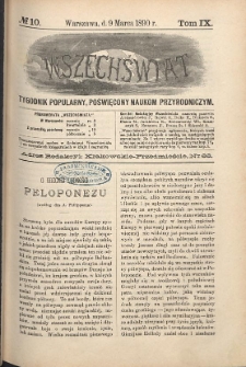 Wszechświat : Tygodnik popularny, poświęcony naukom przyrodniczym, 1890, T. 9, nr 10