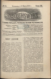 Wszechświat : Tygodnik popularny, poświęcony naukom przyrodniczym, 1890, T. 9, nr 11