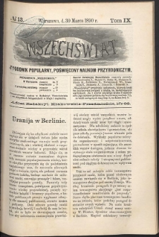 Wszechświat : Tygodnik popularny, poświęcony naukom przyrodniczym, 1890, T. 9, nr 13