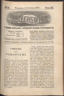 Wszechświat : Tygodnik popularny, poświęcony naukom przyrodniczym, 1890, T. 9, nr 14