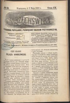 Wszechświat : Tygodnik popularny, poświęcony naukom przyrodniczym, 1890, T. 9, nr 19