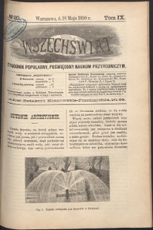 Wszechświat : Tygodnik popularny, poświęcony naukom przyrodniczym, 1890, T. 9, nr 20