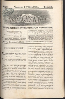 Wszechświat : Tygodnik popularny, poświęcony naukom przyrodniczym, 1890, T. 9, nr 30