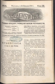 Wszechświat : Tygodnik popularny, poświęcony naukom przyrodniczym, 1890, T. 9, nr 34