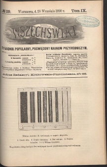 Wszechświat : Tygodnik popularny, poświęcony naukom przyrodniczym, 1890, T. 9, nr 39