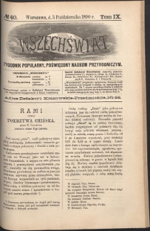 Wszechświat : Tygodnik popularny, poświęcony naukom przyrodniczym, 1890, T. 9, nr 40