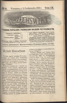 Wszechświat : Tygodnik popularny, poświęcony naukom przyrodniczym, 1890, T. 9, nr 41