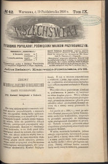 Wszechświat : Tygodnik popularny, poświęcony naukom przyrodniczym, 1890, T. 9, nr 42