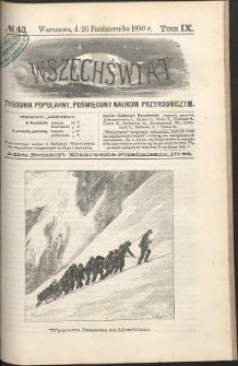 Wszechświat : Tygodnik popularny, poświęcony naukom przyrodniczym, 1890, T. 9, nr 43