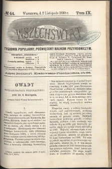 Wszechświat : Tygodnik popularny, poświęcony naukom przyrodniczym, 1890, T. 9, nr 44