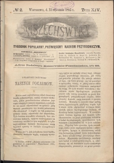 Wszechświat : Tygodnik popularny, poświęcony naukom przyrodniczym, 1895, T. 14, nr 2