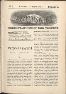 Wszechświat : Tygodnik popularny, poświęcony naukom przyrodniczym, 1895, T. 14, nr 9