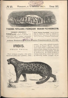 Wszechświat : Tygodnik popularny, poświęcony naukom przyrodniczym, 1895, T. 14, nr 15