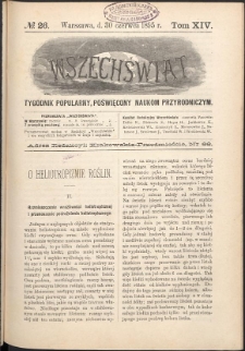 Wszechświat : Tygodnik popularny, poświęcony naukom przyrodniczym, 1895, T. 14, nr 26