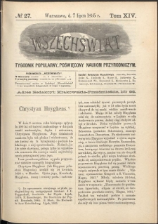 Wszechświat : Tygodnik popularny, poświęcony naukom przyrodniczym, 1895, T. 14, nr 27