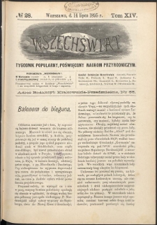 Wszechświat : Tygodnik popularny, poświęcony naukom przyrodniczym, 1895, T. 14, nr 28