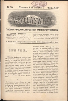 Wszechświat : Tygodnik popularny, poświęcony naukom przyrodniczym, 1895, T. 14, nr 30