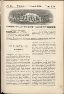Wszechświat : Tygodnik popularny, poświęcony naukom przyrodniczym, 1895, T. 14, nr 31