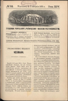 Wszechświat : Tygodnik popularny, poświęcony naukom przyrodniczym, 1895, T. 14, nr 32