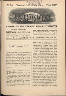 Wszechświat : Tygodnik popularny, poświęcony naukom przyrodniczym, 1895, T. 14, nr 34
