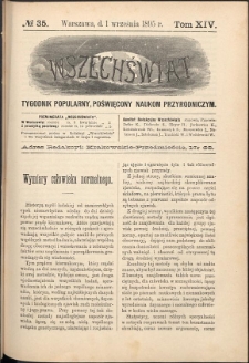 Wszechświat : Tygodnik popularny, poświęcony naukom przyrodniczym, 1895, T. 14, nr 35