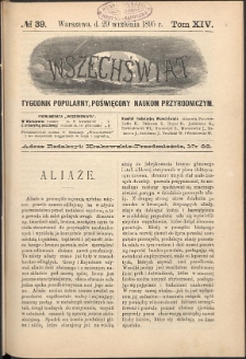 Wszechświat : Tygodnik popularny, poświęcony naukom przyrodniczym, 1895, T. 14, nr 39