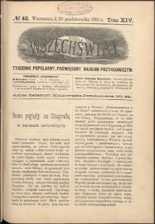 Wszechświat : Tygodnik popularny, poświęcony naukom przyrodniczym, 1895, T. 14, nr 42