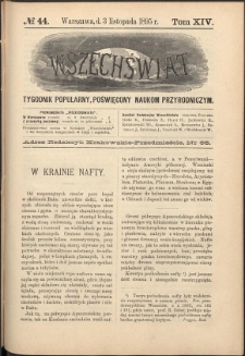 Wszechświat : Tygodnik popularny, poświęcony naukom przyrodniczym, 1895, T. 14, nr 44