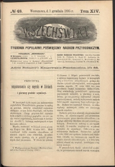 Wszechświat : Tygodnik popularny, poświęcony naukom przyrodniczym, 1895, T. 14, nr 48