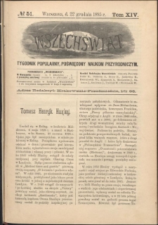 Wszechświat : Tygodnik popularny, poświęcony naukom przyrodniczym, 1895, T. 14, nr 51